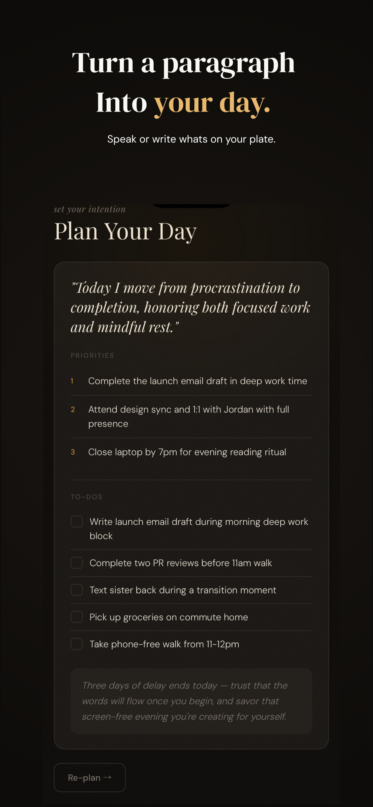 Plan your day